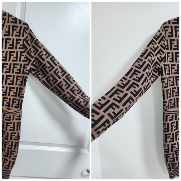 Authentic Fendi Zucca Cardigan in Brown/Black - Picture 15 of 16